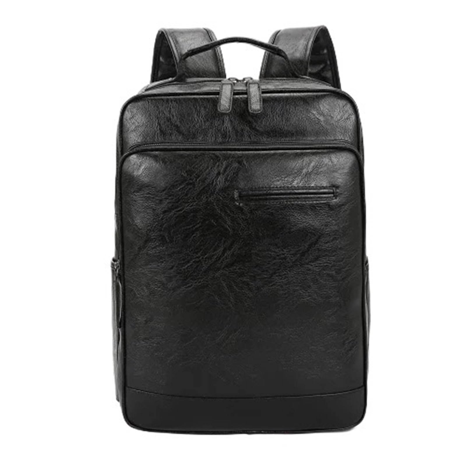 Mochilas de cuero para hombre Mochila informal de cuero gran capacidad for hombre, bolso hombro sencillo piel oveja for viajes y ocio(Black)