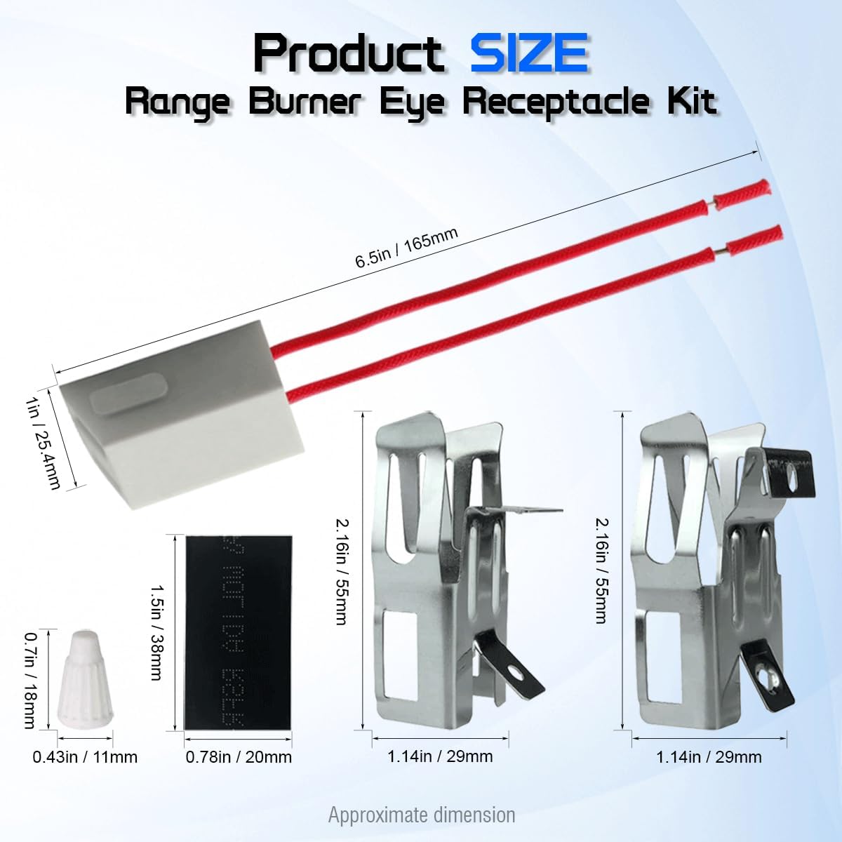12001676 Burner Receptacle Kit for Kenmore Whirlpool Range, RR115 Oven Stove Universal Terminal Block Kit with Ceramic Housing for Amana Maytag Jenn Air Magic Chef 231625 AP4009015 PS1570190 (4 Pack)