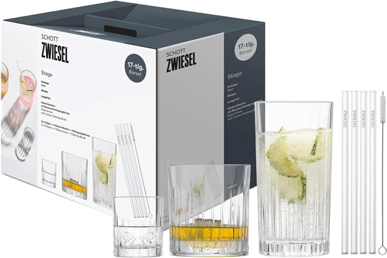 SCHOTT ZWIESEL Whiskyglas Stage (6er-Set), geradliniger Tumbler für Whisky mit Relieff, spülmaschinenfeste Kristallgläser (Art.-Nr. 121555