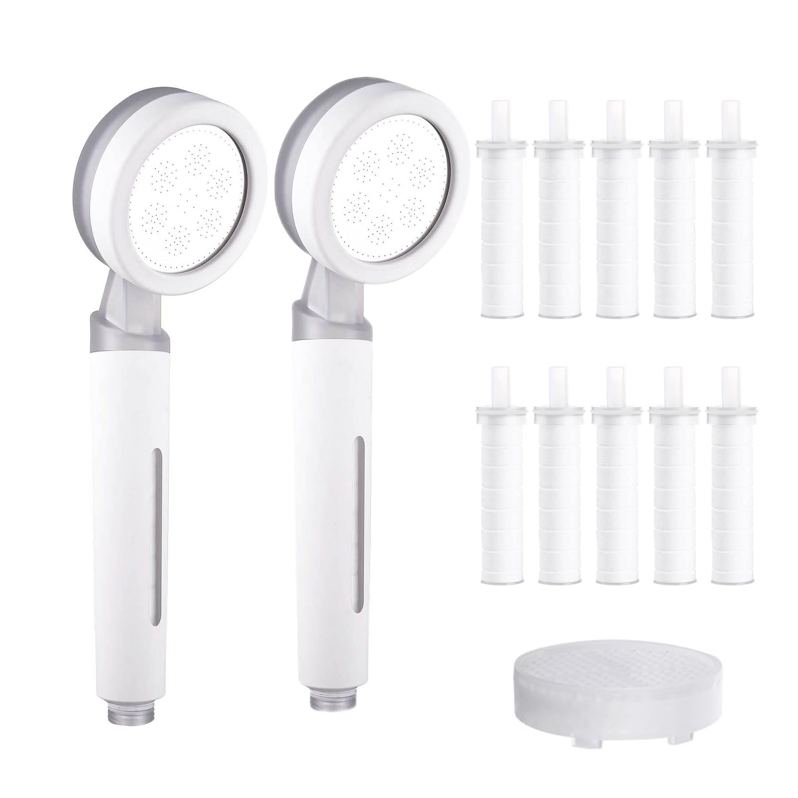 Pommeau De Douche, Pommeau Douche Filtrant, Pommeau De Douche Anti Calcaire Avec 10 éléments Filtrants Et 1 Boîte De Filtre (Blanc givré 2 pièces)