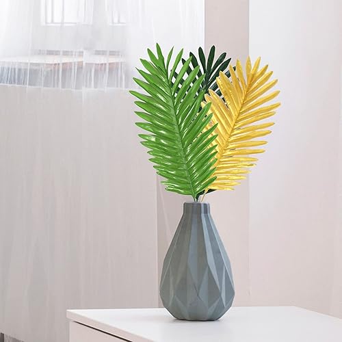 Miniatura 9 de GWOKWAI 12 hojas de palma artificiales, hojas de palmera tropicales, hojas de helecho, para el hogar, fiesta hawaiana, jungla y playa, mesa,