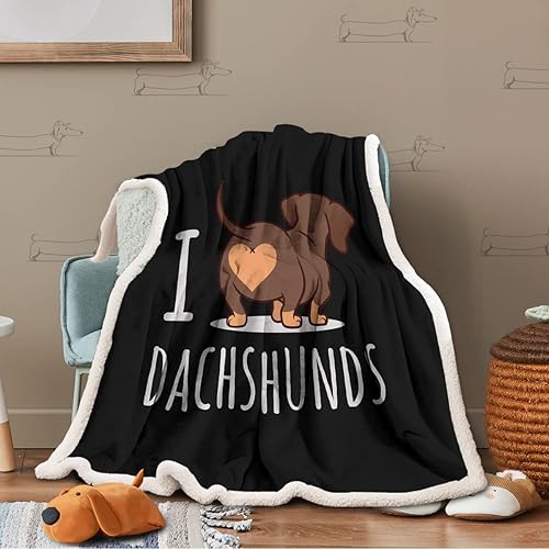 Miniatura 2 de Sleepwish - Manta de polar para niños, con diseño de perros Dachshund, suave, cómoda, esponjosa, abrigada y con dibujos animados de animale