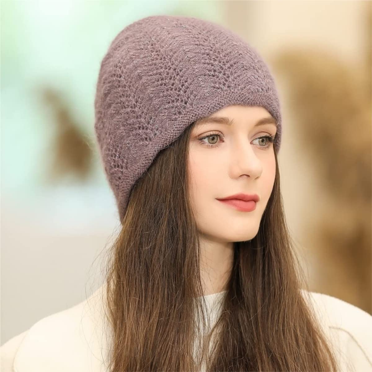 Czapka Beanie Czapka Zimowa Damska Dzianinowa Miękka I Ciepła Z Mankietem (Jeden Rozmiar)
