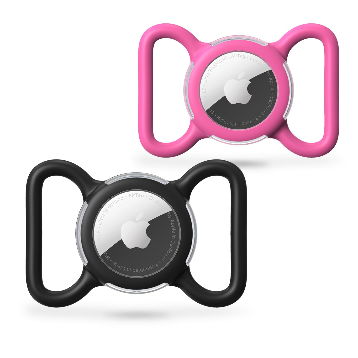 Waterproof Airtag Dog Collar Holder, Silicone & ABS Airtag Holder for Dog & Cat Collars, Ultra-Durable, Lightweight and Protective Airtag Case (Black