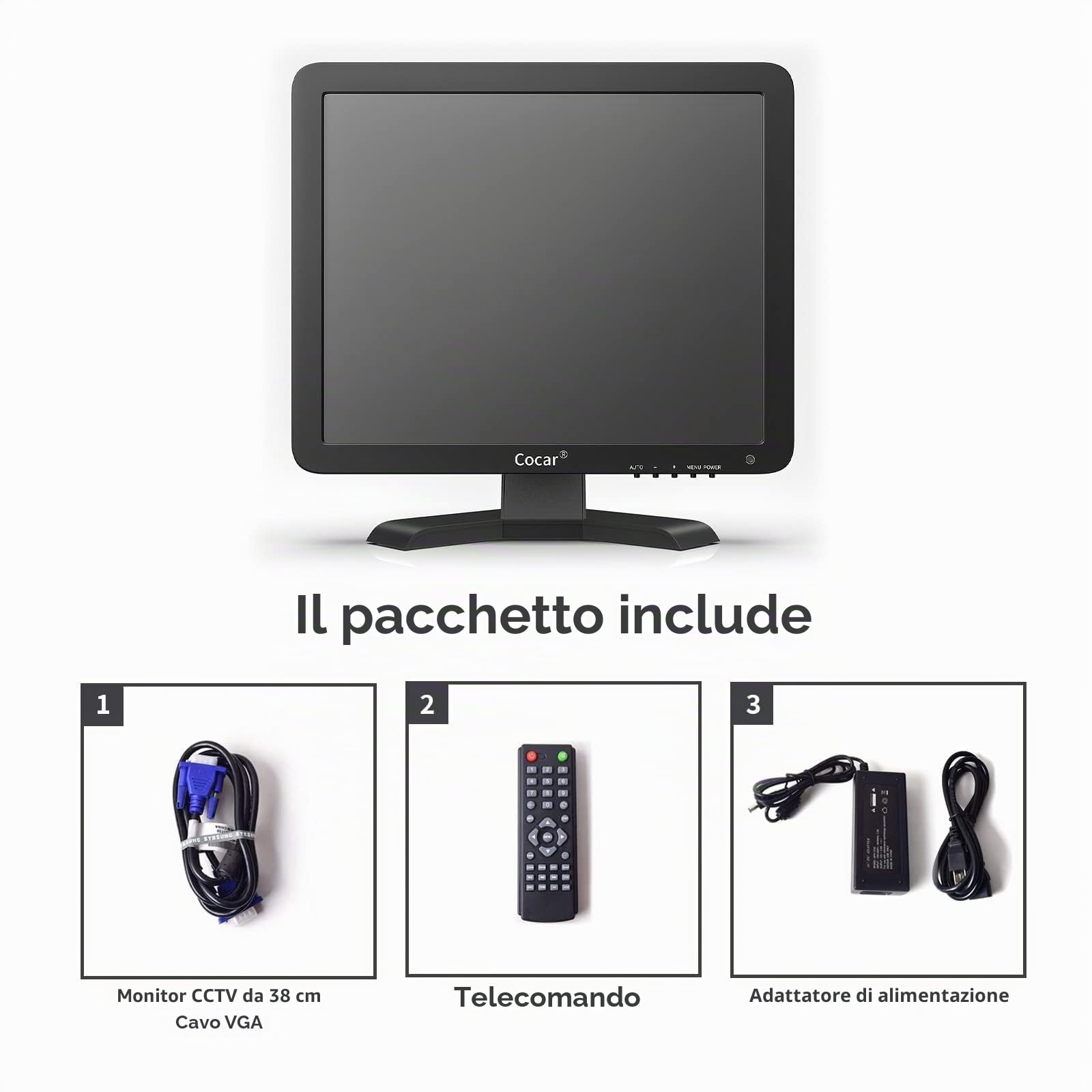 Cocar 17" CCTV Sicurezza Monitor, 4:3 1280x1024 LCD HD Schermo(LED Retroilluminazione) con AV/HDMI/BNC/VGA/USB Drive Lettore Altoparlante Integrato per Casa/Negozio Sorveglianza Telecamera PC STB