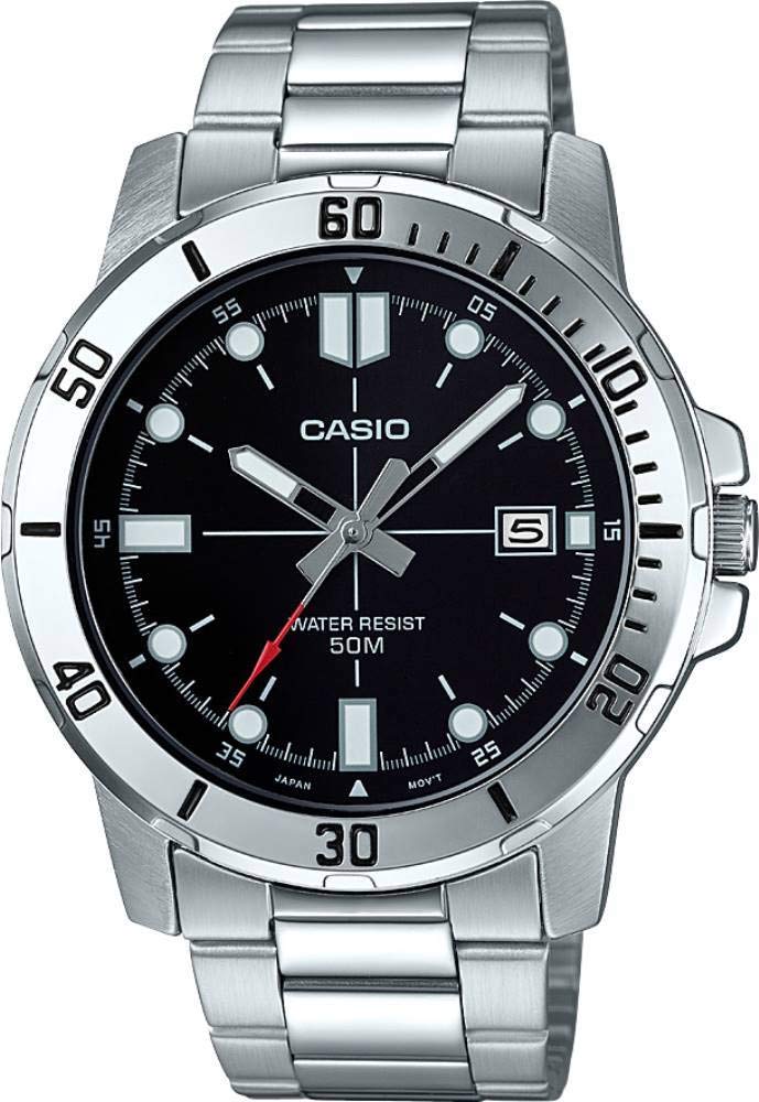 Casio Watch Men Analog Brown dial Stainless Steel Silver Analog dial