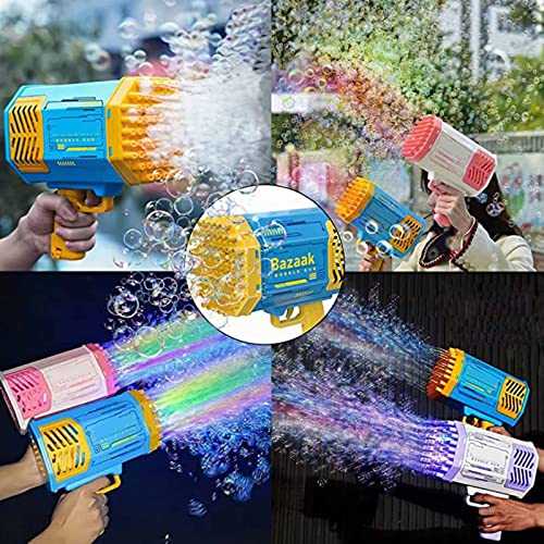 Bubble Machine Gun, 69 Holes Bazooka Bubble Gun With Flash Lights, Rocket Bubble Gun For Indoor Outdoor Playing Activity Birthday Party Wedding (Blue) #TOP5