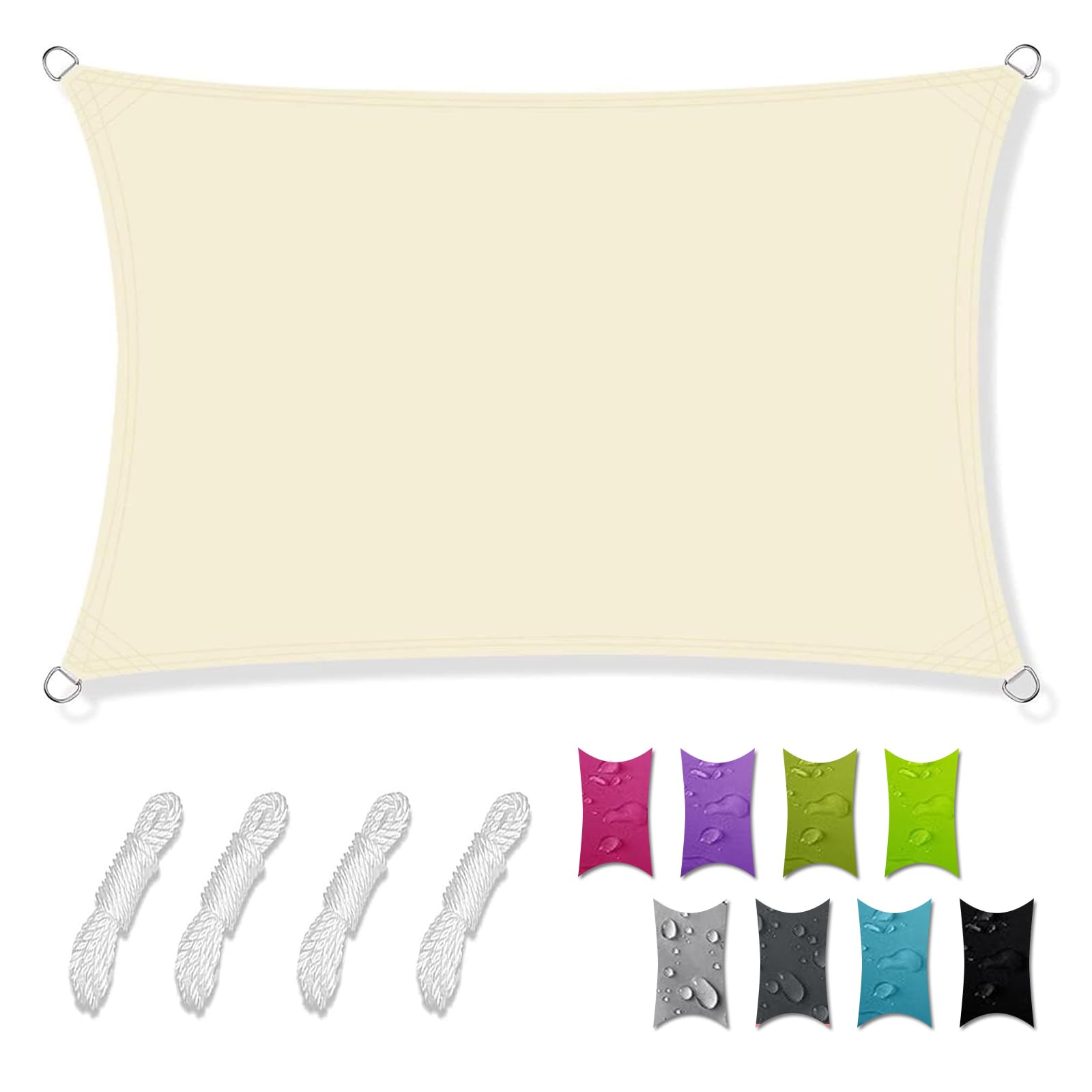 3 x Terrassensonne mit UV-Schutz, reißfest, verschiedene Größen und Farben, Polyester, für Garten und Terrasse