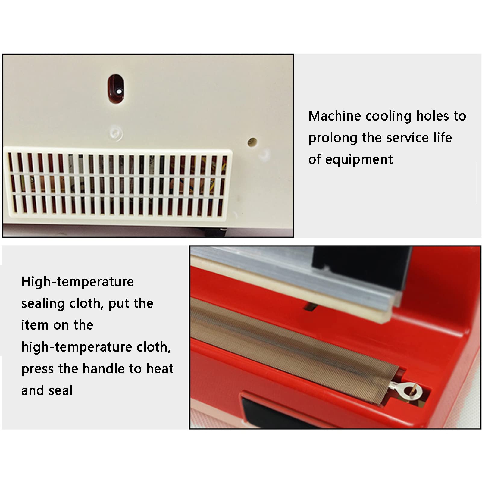 Macchina di chiusura di sacchetti di plastica, Macchina sigillatrice termica manuale da 15 pollici, controllo della temperatura a 8 marce, larghezza di rientro 2 mm, con accessori di riscaldamento sos