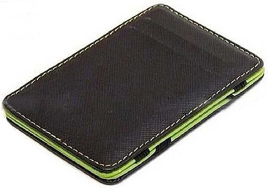 Gemini_mallGemini Mens Fashion Faux Leather Magic Credit Card Id Money Clip Slim Wallet Holder Green