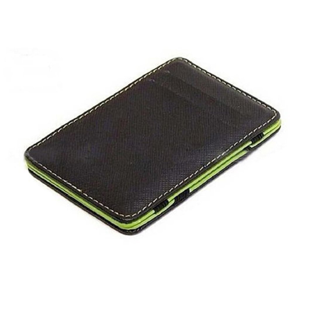 Gemini_mallGemini Mens Fashion Faux Leather Magic Credit Card Id Money Clip Slim Wallet Holder Green