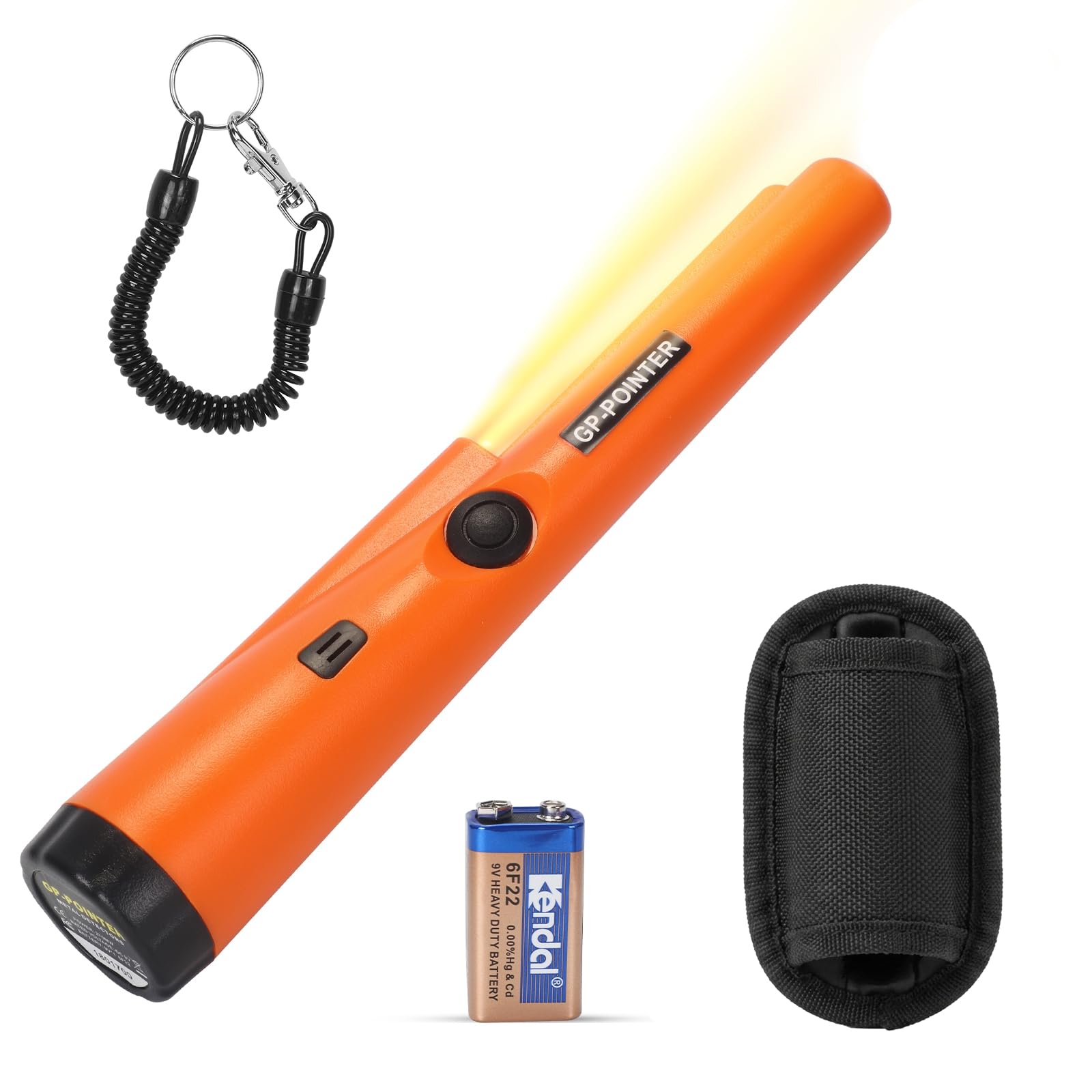 Pinpointer - Rilevatore di metallo impermeabile IP68, rilevamento completo a 360°, con vibrazione audio, accessorio professionale per la ricerca del tesoro, con batteria da 9 V, fondina, nastro di