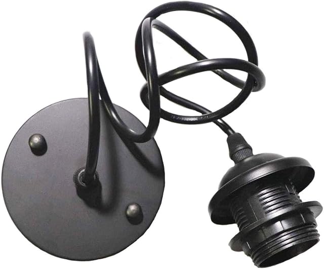 Hudi Fyier E27 Edison Ceiling Light Black Vintage Pendant Light Fitting Lamp Holder with 1Meter Cable