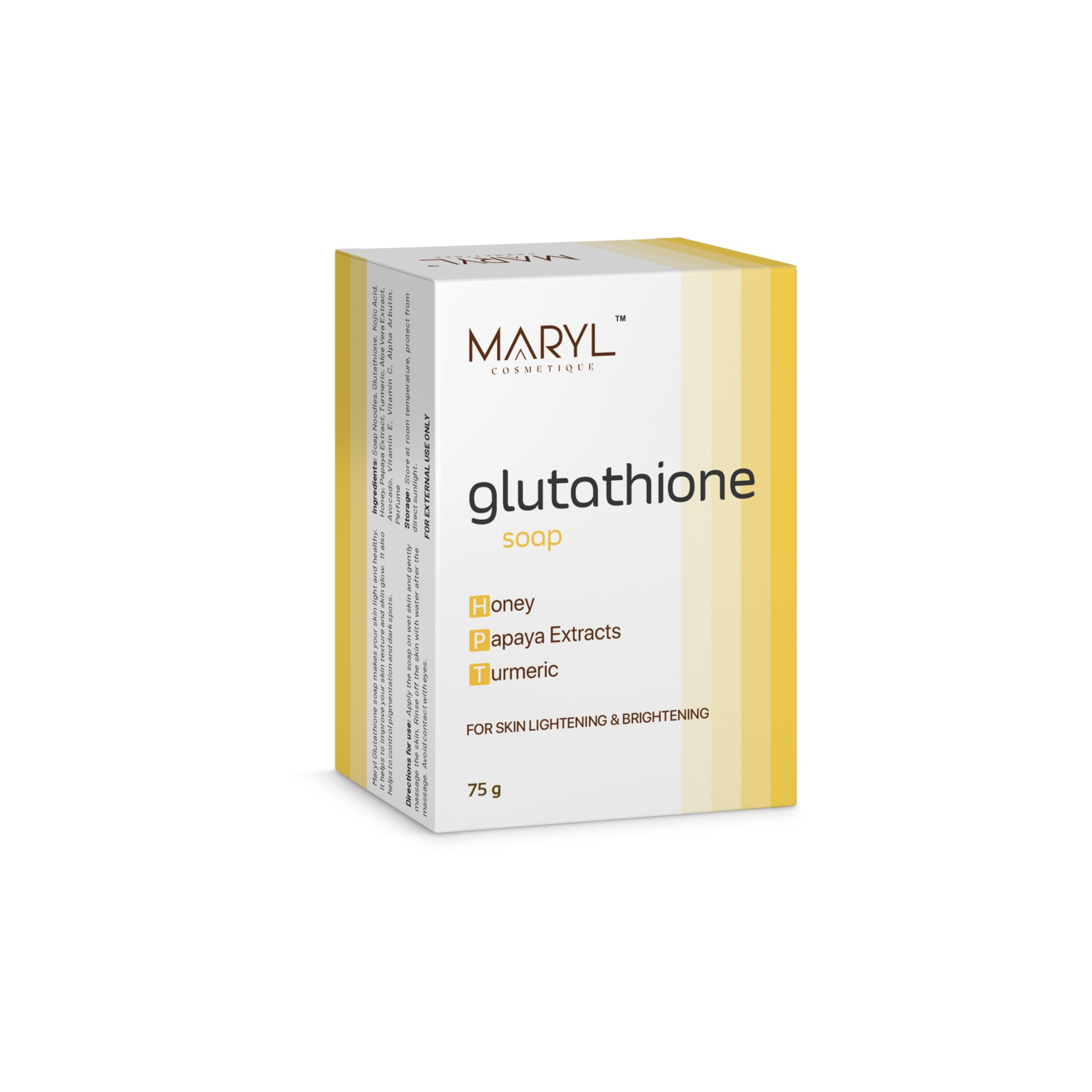 Buy MARYL COSMETIQUE Glutathione Soap with Honey, Papaya Extract & Turmeric | Skin Brightening & Cleansing Bath Soap