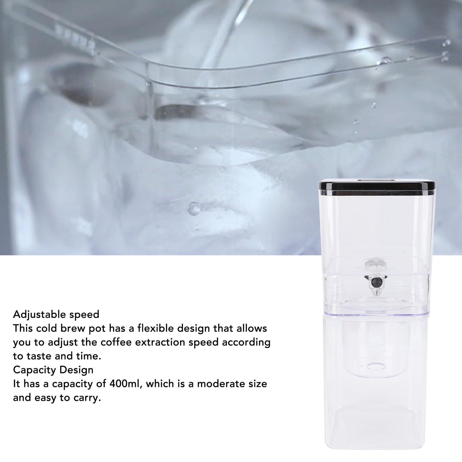 AYNEFY Ice Drip Coffee Maker, Cold Drip Coffee Machine with Adjustable Drip Filter 400ml Portable Ice Drip Cold Brew Pot for Coffee Making Cold Brew Tower for Home Office