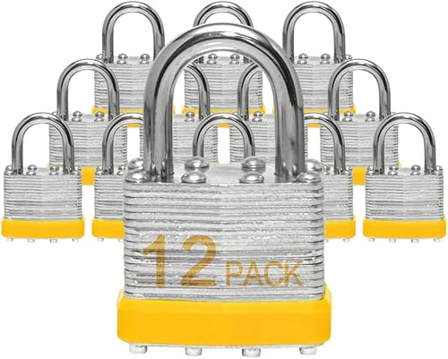 Candados con llave de acero laminado resistente, cerraduras iguales con llave, candados normales de grillete, XanHen, cuerpo ancho de 1-916 pulgadas