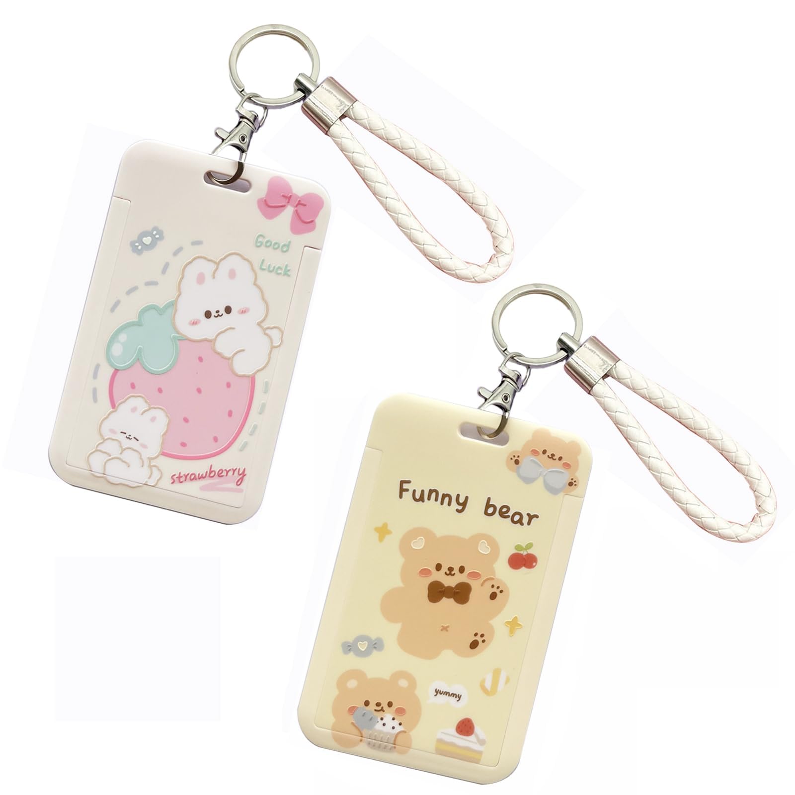 Sponsored Ad – Azonee 2 Pcs Kpop Photocard Holder Keychain - Cartoon Animal PC Holder, ID Badge Holder, Student Bus Card Pendant - Protective Photo Sleeves (White and Yellow)