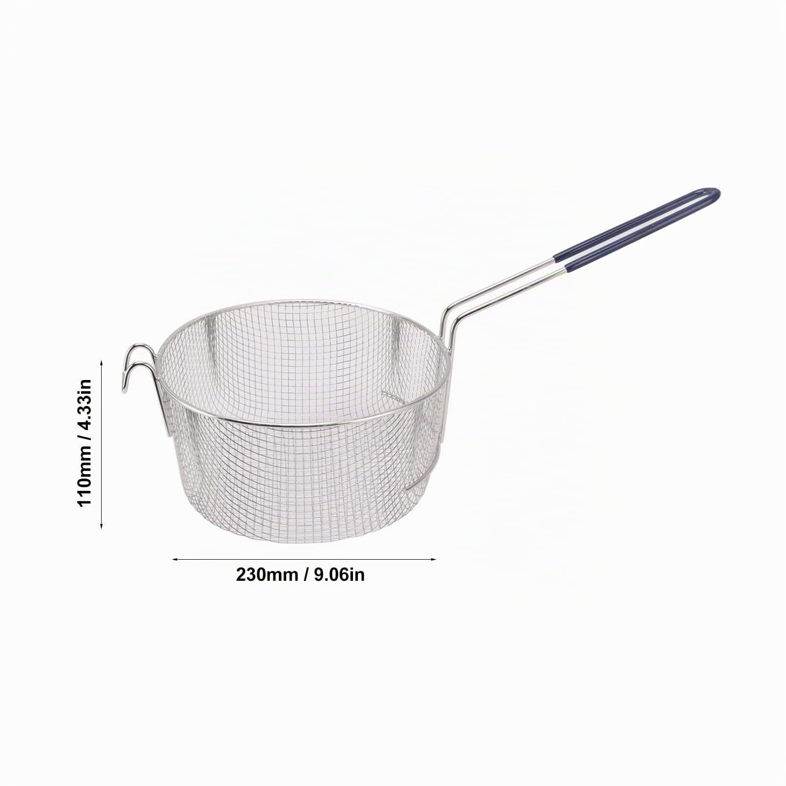 Red para Freír, Cesta para Freír con Mango Largo, Lavable, Resistente Al óxido, Resistente a la Carga, Acero Inoxidable, 23 Cm para Nuggets de Pollo (Mango de goma)
