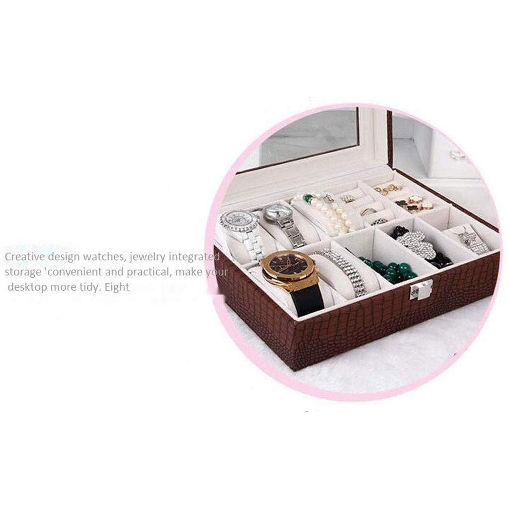 Uhrenbox-Organizer aus Leder – Uhrenvitrinen mit gerahmtem Glasdeckel, Elegante Kontrastnähte, robust und elegant