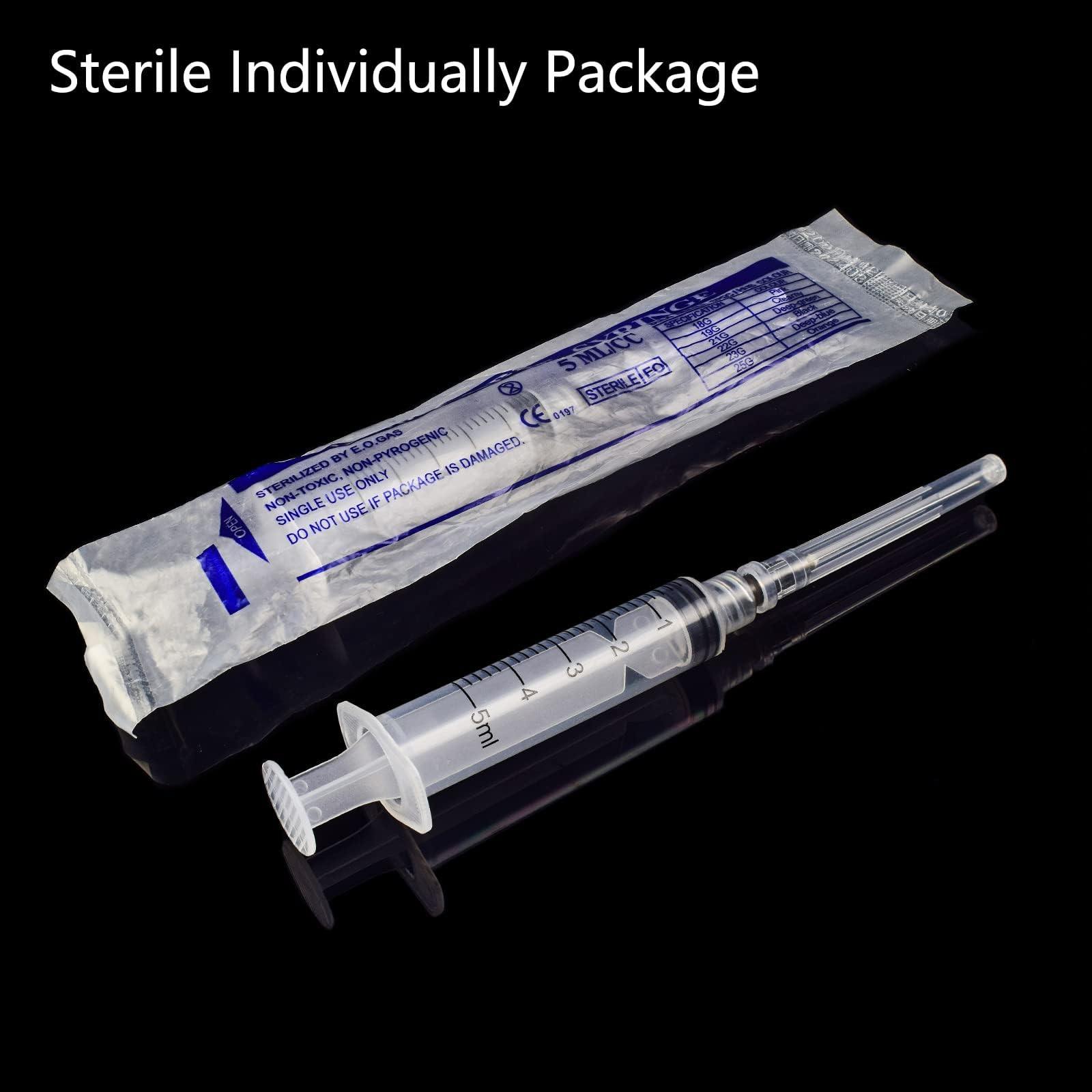 20pk 5ml Syringes with 22ga Needles - Sterile & Disposable -6