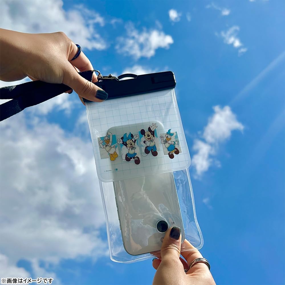 Inglem Smartphone Waterproof Case, Mickey Minnie, Disney, Compatible with Many Models, Universal Use, Multi-purpose, Waterproof Cover, Waterproof, Strap, Pouch, Storage Pouch Included, Smartphone Case