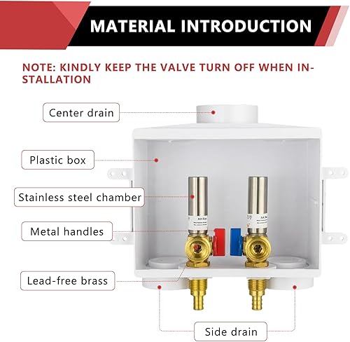 Miniatura 3 de EFIELD Doble drenaje 12 pulgada PEX conexión de crimpado x 34 pulgadas MHT lavadora caja de salida con martillo de agua de acero inoxidable