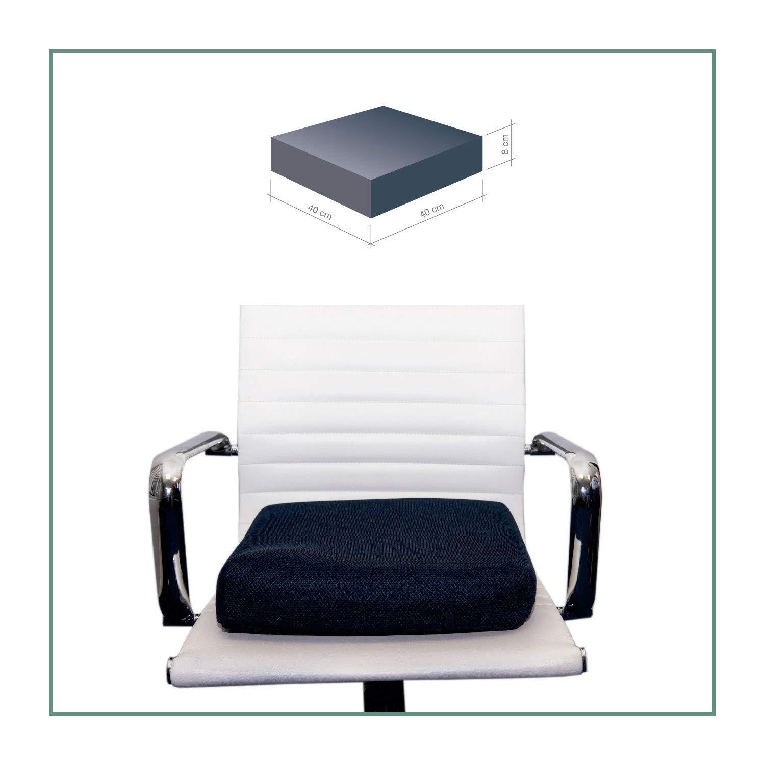 Cuscino Antidecubito Viscoelastico per Sedia a Rotelle | Cuscino Memory Foam | Con Fodera Traspirante in Tessuto 3D | 40 x 40 x 8 cm | Densità 50 kg/m3
