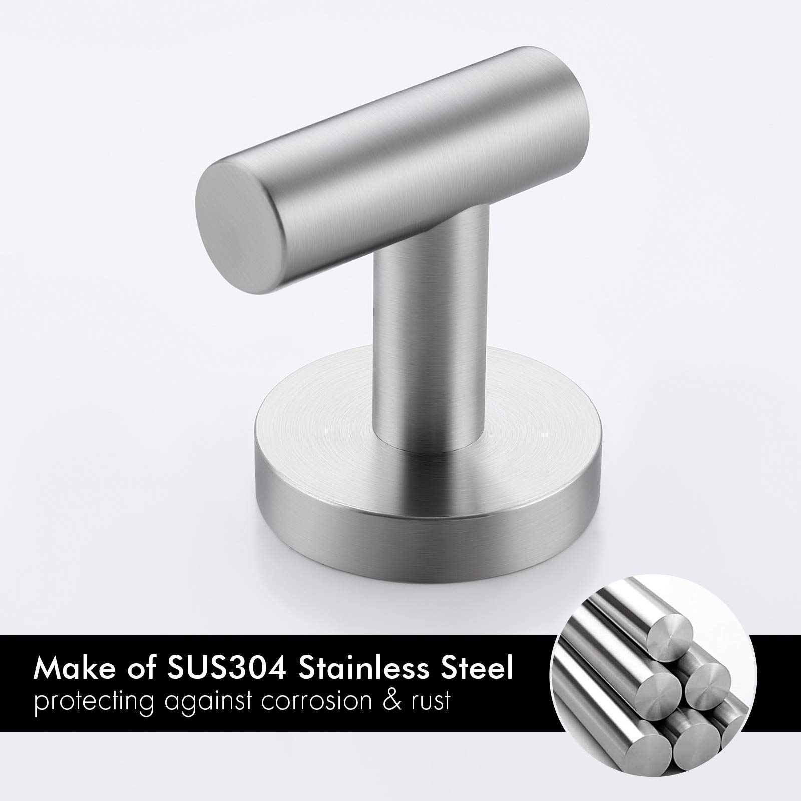 KES Ganchos para Pared Perchas Toalla Acero Inoxidable, Colgador Toalla para Baño y Cocina Cepillado 4 Pieza, A2164DG-2-P4