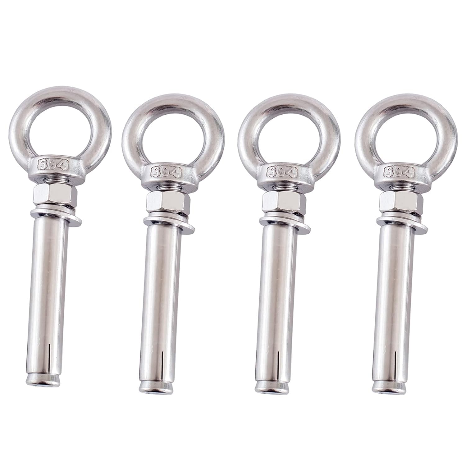 Pernos de ojo de elevación, Perno de ojo expansión, 4 piezas M10, perno anclaje elevación anillo, tornillo acero inoxidable 304(M10x80mm)