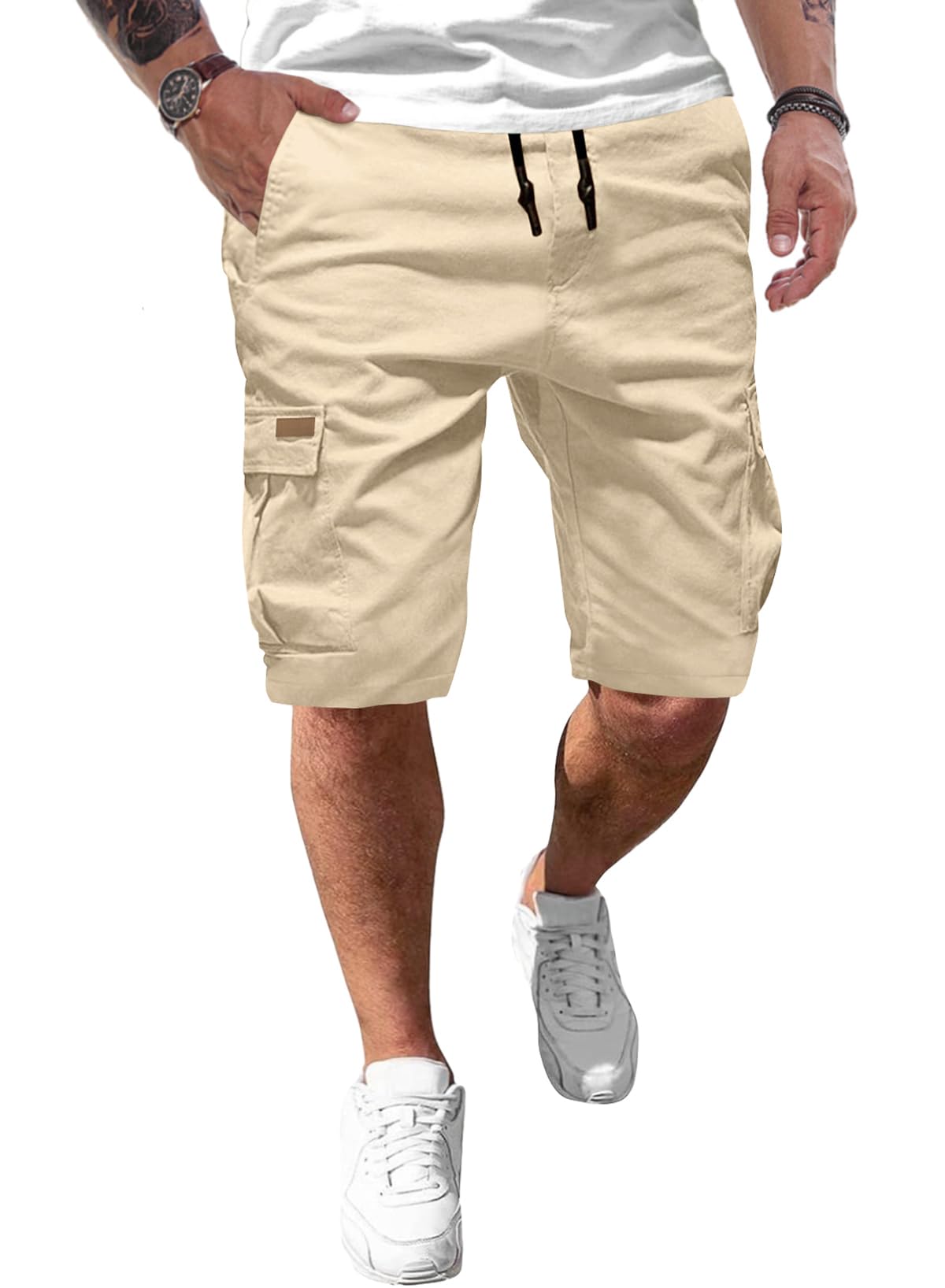 JMIERR Kurze Hosen Herren Baumwolle Cargo Shorts Herren Sommer Freizeithose mit Taschen