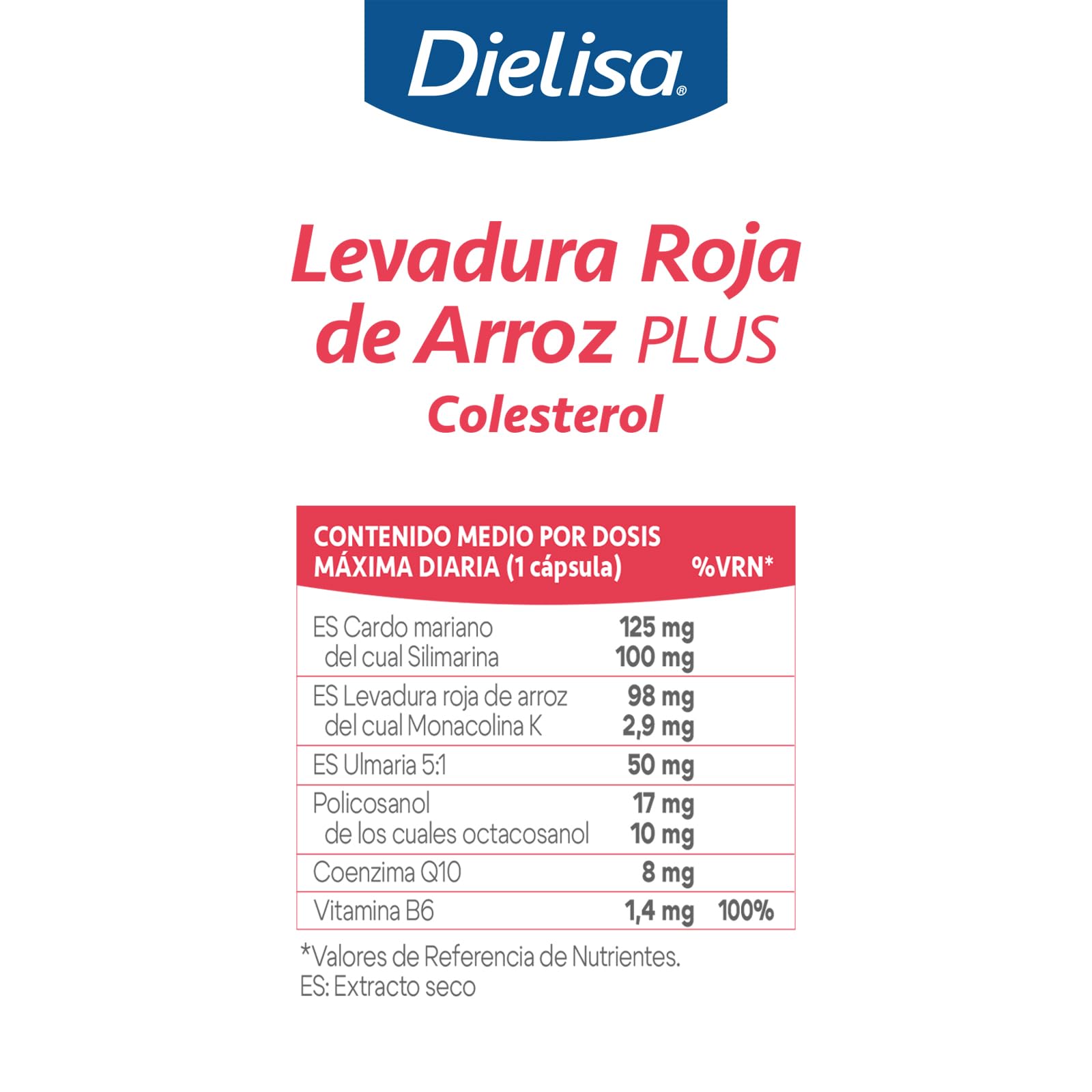Levadura Roja de Arroz Plus. Complemento Alimenticio a Base de Monacolina K y con Ulmaria que Ayuda a Controlar el Colesterol - 60 Cápsulas