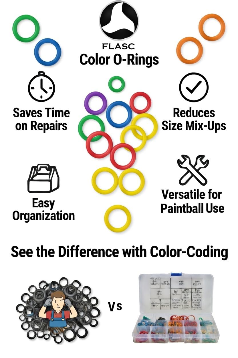 Flasc Paintball Tippmann 98 3x farbcodiertes Paintball O-Ring Umbau-Set