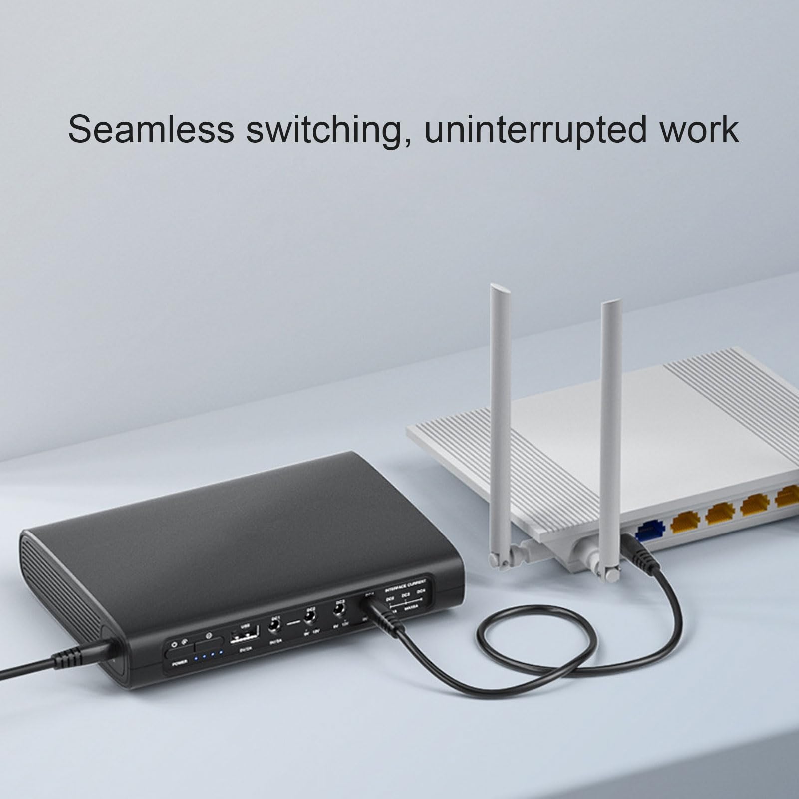 Mini-UPS Batteria Backup, Alimentazione Continua 16000 MAh con Protezione da Corto Circuito per Router Telecamera di Sicurezza Smartphone (Spina UE)