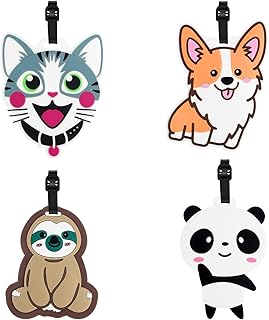 TamBee Luggage Tags for Suitcases Luggage Tags Labels Travel Suitcase Tags Secure Luggage Baggage Tags Labels with Name ID Card(Animal Set, 4 Pack) (luggage tags-4P-Animal)