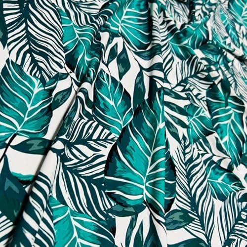 Telaslycra L1E0600422 Green Leaves White Background Print Nylon Spandex Fabric 4 Way Strech thumb #8
