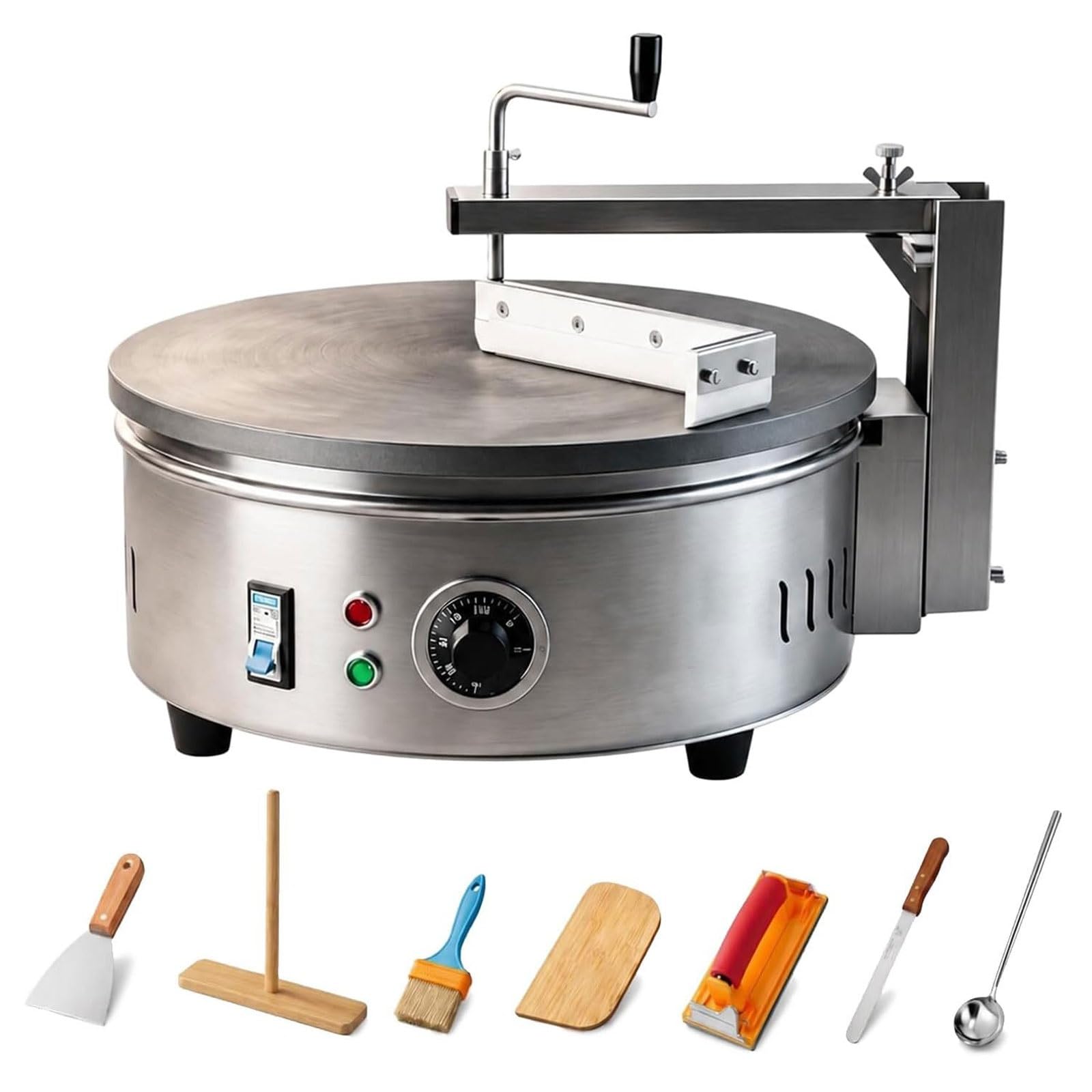 GYKOZY 40cm Non-Stick Electric Crepe & Pancake Maker,for Snack Shop,Semi Automatic,Pancake Griddle Hotplate,7 Auxiliary Tools,Adjustable Temperature
