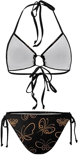 Miniatura 5 de Conjunto de bikini atrevido para mujeres y niñas, con relleno y cuello halter, trajes de baño con cordones
