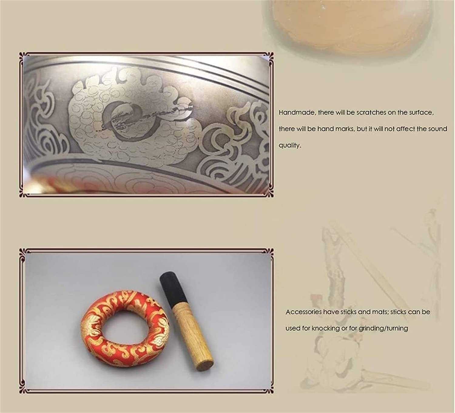 Set di Campane tibetane per Meditazione, martellate a Mano in Nepal, per Yoga, guarigione dei Chakra, Meditazione Zen con percussore e Cuscino, Regalo Buddista.