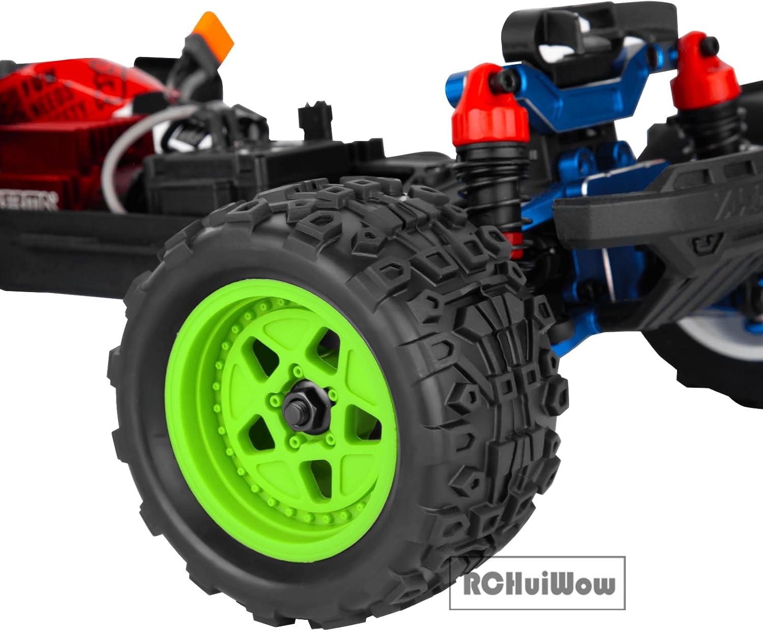 RC Wheels and Tires Truck Tires for 1/18 Typhon Granite,RC Buggy Wheel & Rubber Tire Plastic Rims for 1/18 RC Scale Car,4pcs,Green