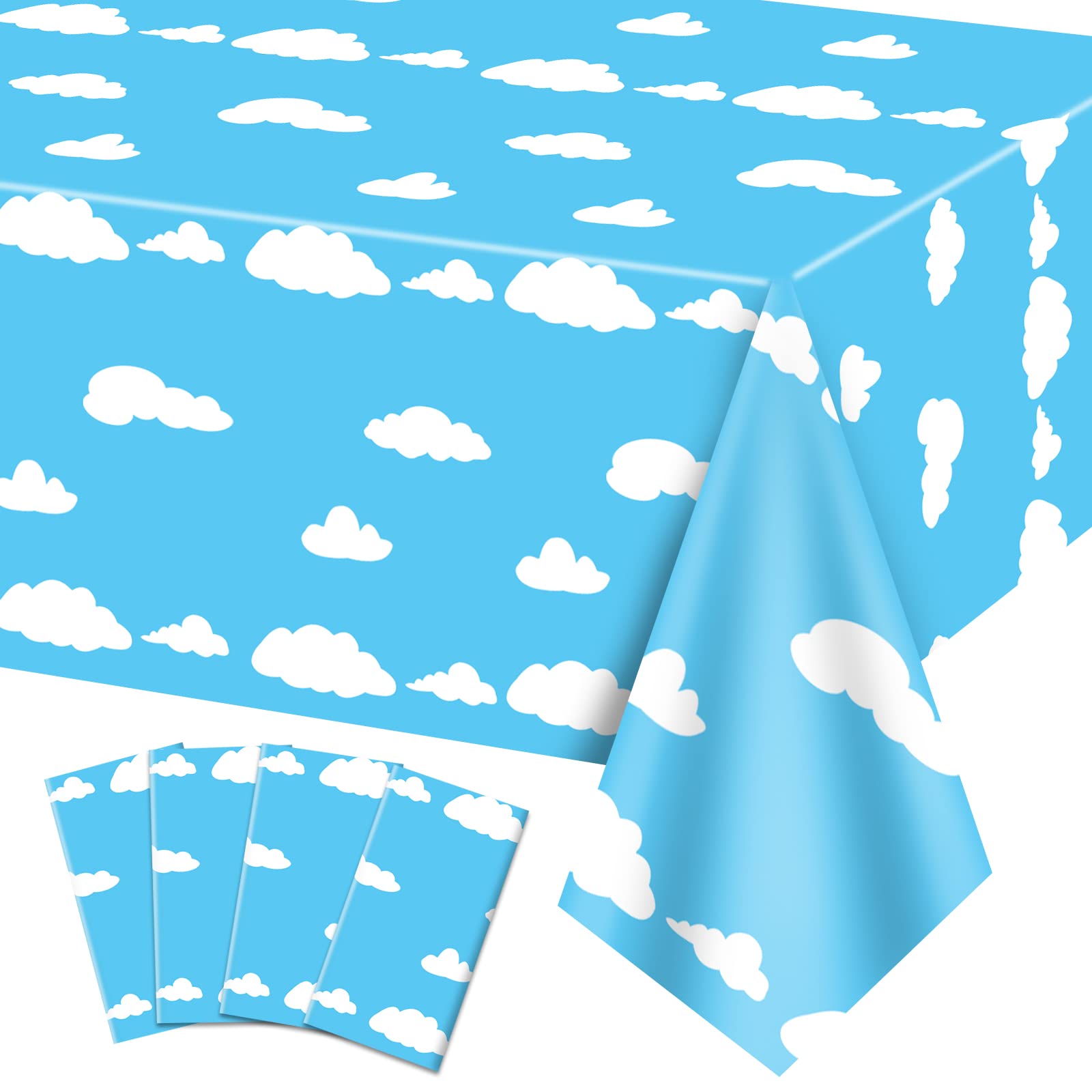 QUERICKY Blue Tablecloths, 137 x 274cm Blue Table Cover Story Decorations for Kids Birthday Party, Baby Shower Party (4)
