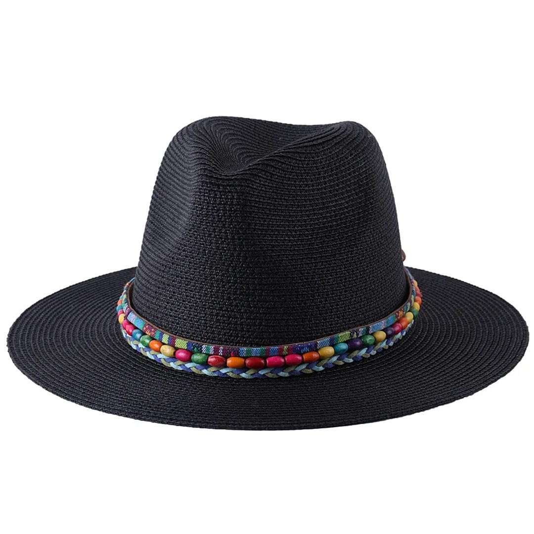 Cappello in paglia Panama, da donna, a tesa larga, da viaggio, spiaggia, jazz, Marrone, 6 7/8-7 1/8