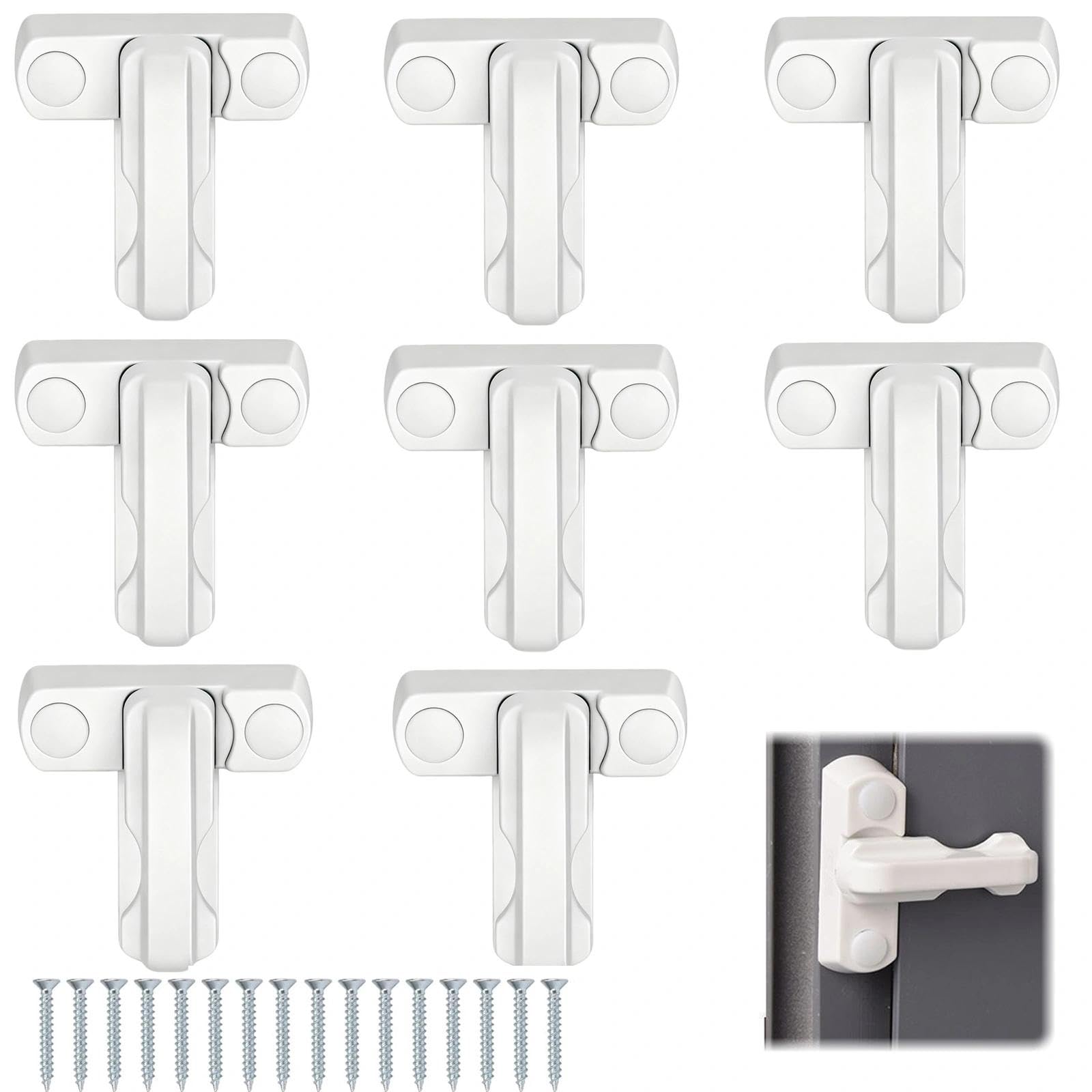 8 unidades de cierres de ventana antirrobo, cerradura de ventana de aleación de aluminio, cerrojo para ventanas de madera y UPVC, protección antirrobo, seguridad para ventanas, 45 mm x 18 mm, color