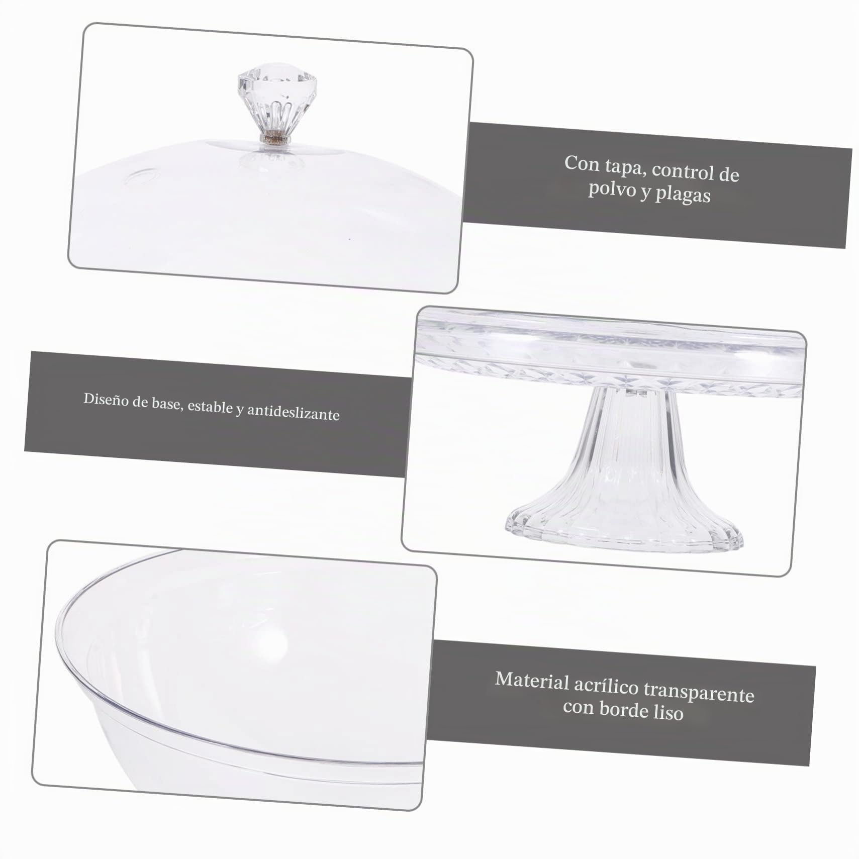 Campana para Tarta Tapa de Acrílico Transparente 1 Set | Diseño Delicado y Creativo, Asa Integrada, Uso Multifunción para Servir y Conservar Temperatura