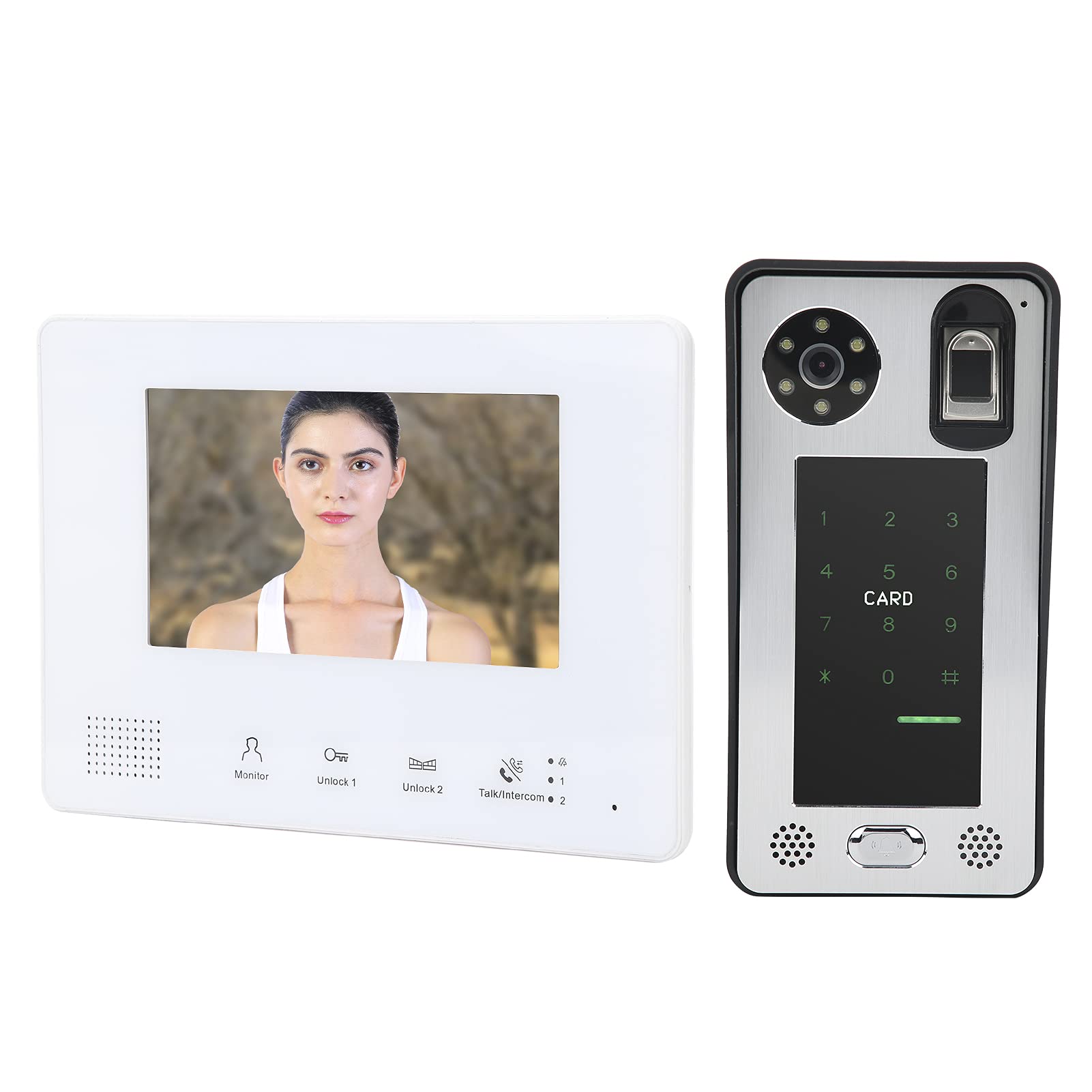 2‑Wire Video Doorbell, Fingerprint 7in Monitor Weatherproof 5 IC Card Video Doorbell for Office Use-image-39