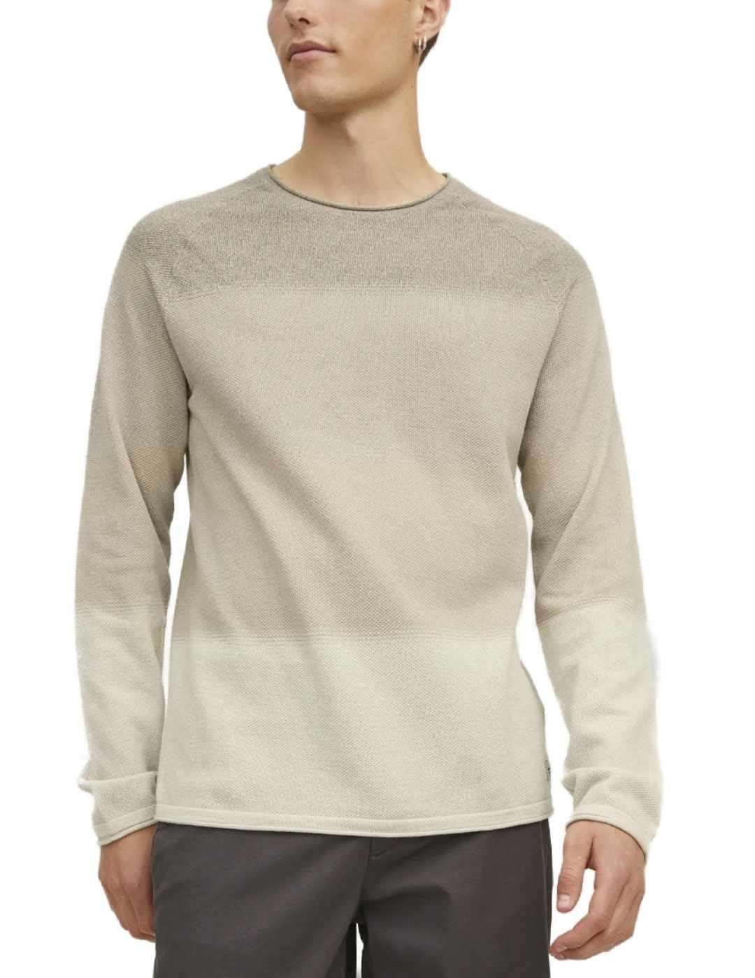 Jack & Jones Men's Jjehill Knit Crew Neck Noos Sweater, Oatmeal/Detail: Gradient, XXL