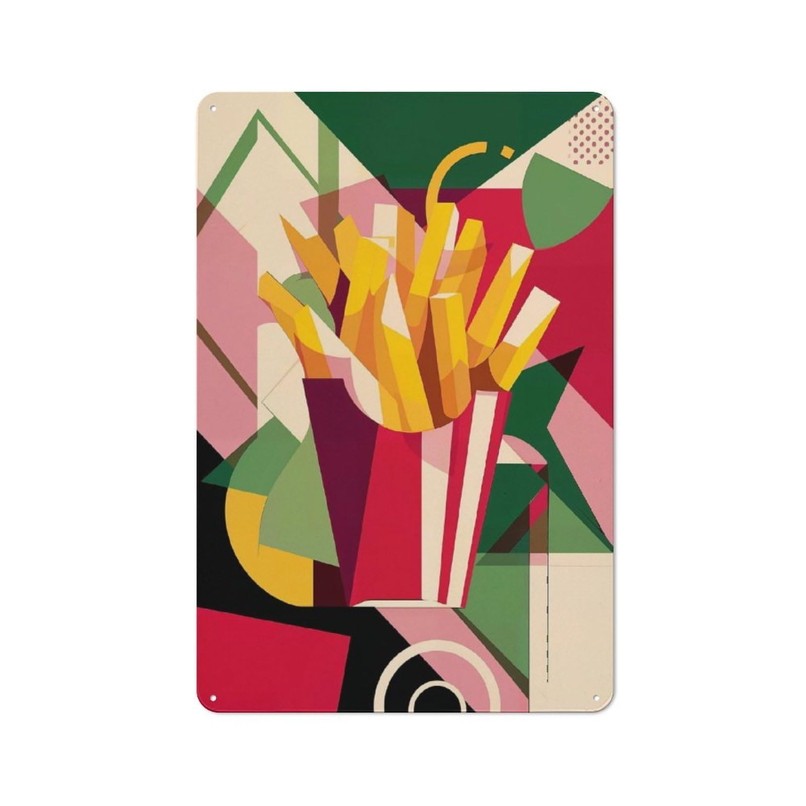 Junmoney Style-18 Cubist Fries Bauhaus Retro Metal Wall Decor 30X20cm, Metal Wall Art Sign For Living Room, Hallway, Kitchen Or Cafe