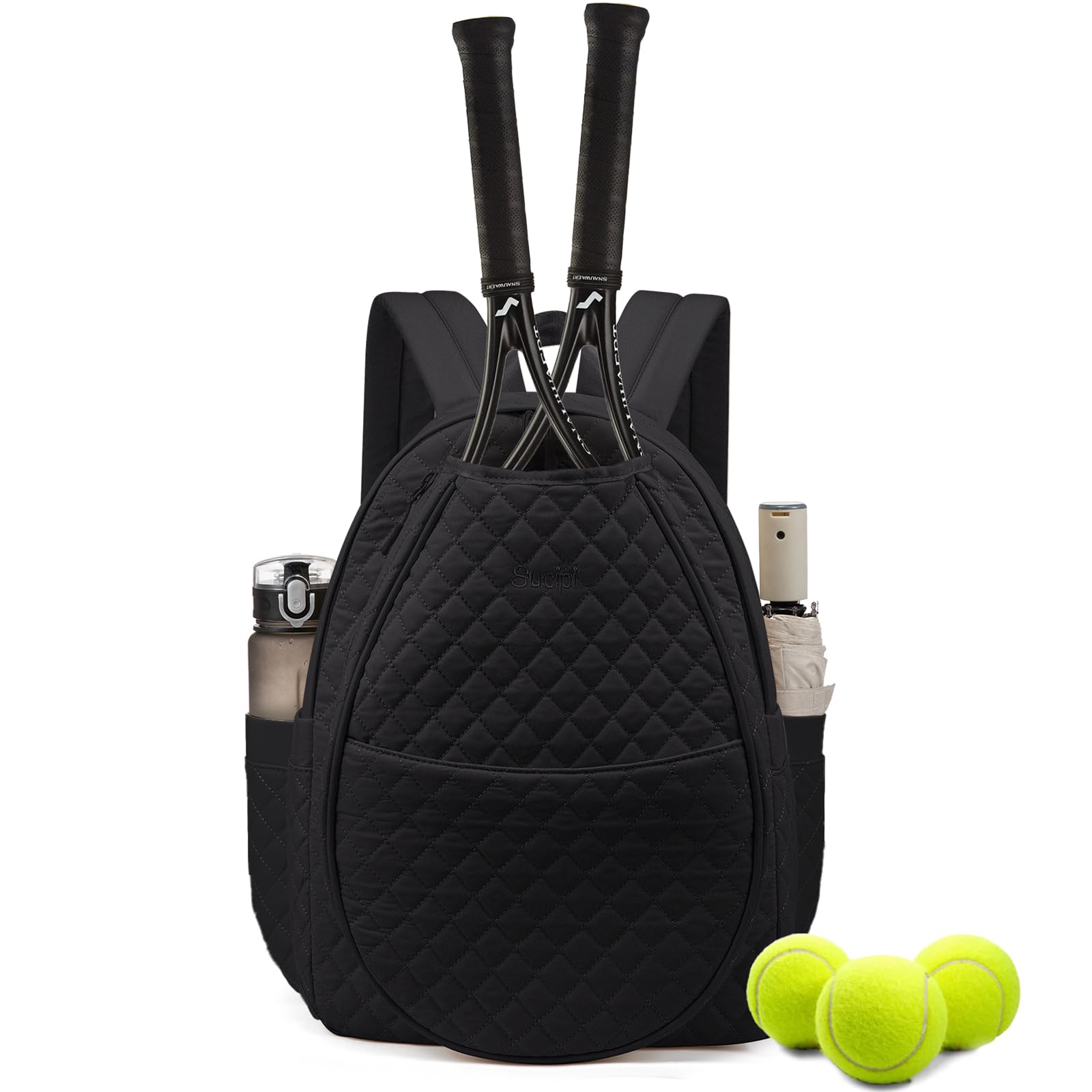 Sucipi Tennis Bags for Women, Quilted Tennis Racket Bag Backpack for Tennis Racquet, Pickleball Paddles, Badminton