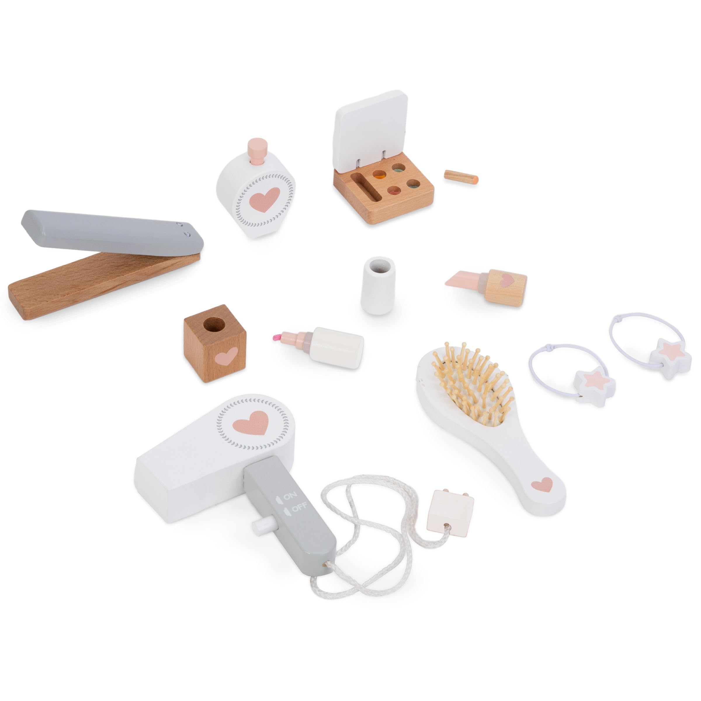 mamabrum Makeup Dreeser - Maquillaje de Madera Dresser para Niñas - Vanidad,Perfume, Esmalte de uñas, Cepillo, Lazos para el Pelo y Mesa de Maquillaje Estación de Maquillaje Niña Pequeña