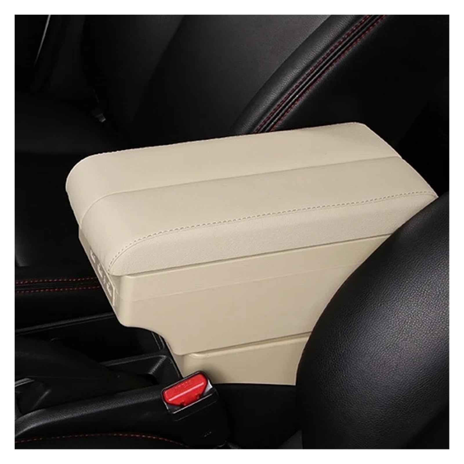 AWGNTQQ Car Armrests For Caddy 5 2024 Central Content Store Case Console Storage Elbow Support Rest Box(A-Beige)