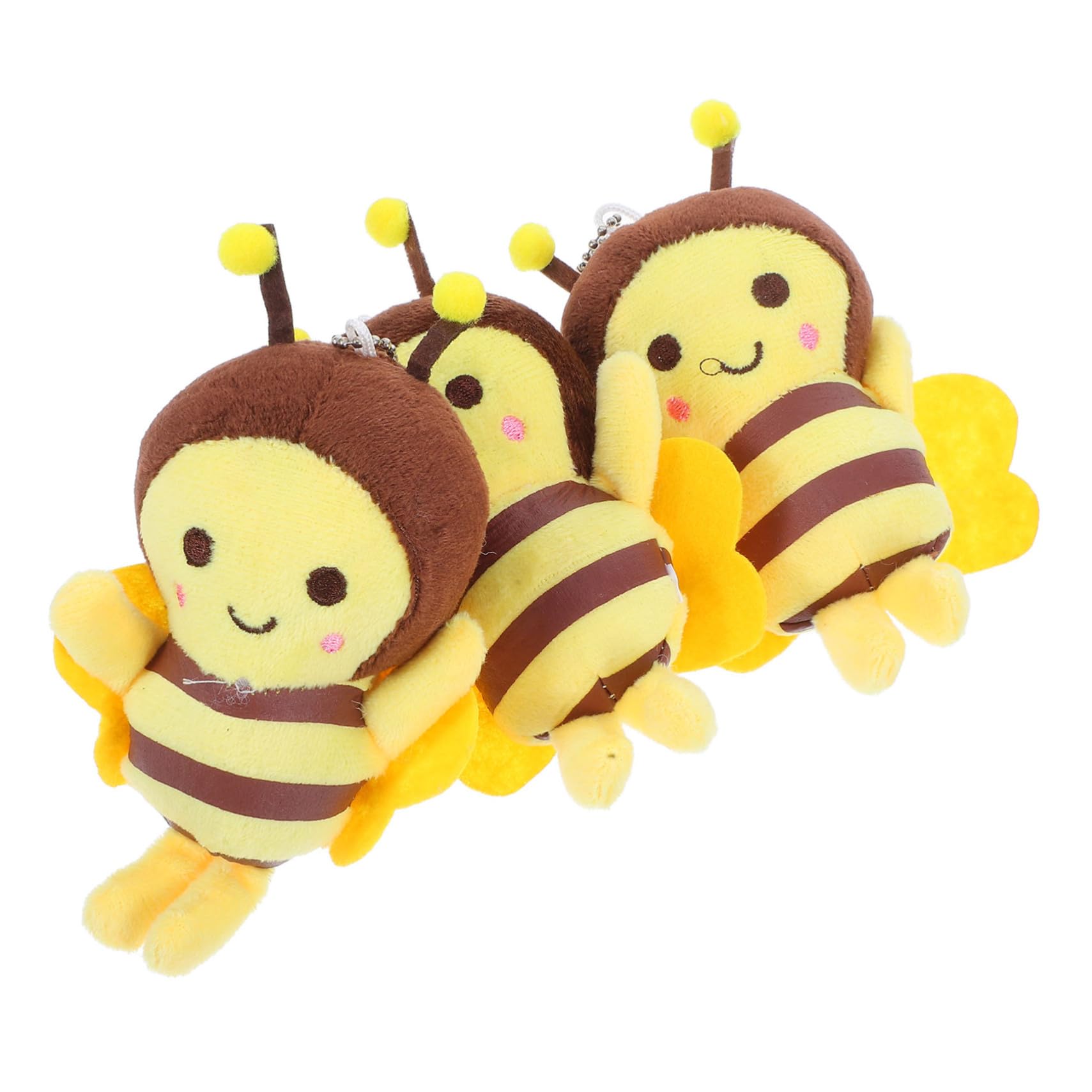 ibasenice 3Pcs Plush Bee Keychain Cute Honeybee Pendant Charms Soft Stuffed Bee Hanging Ornaments for Bags Bright Color Present for DIY Lovers and Festivals